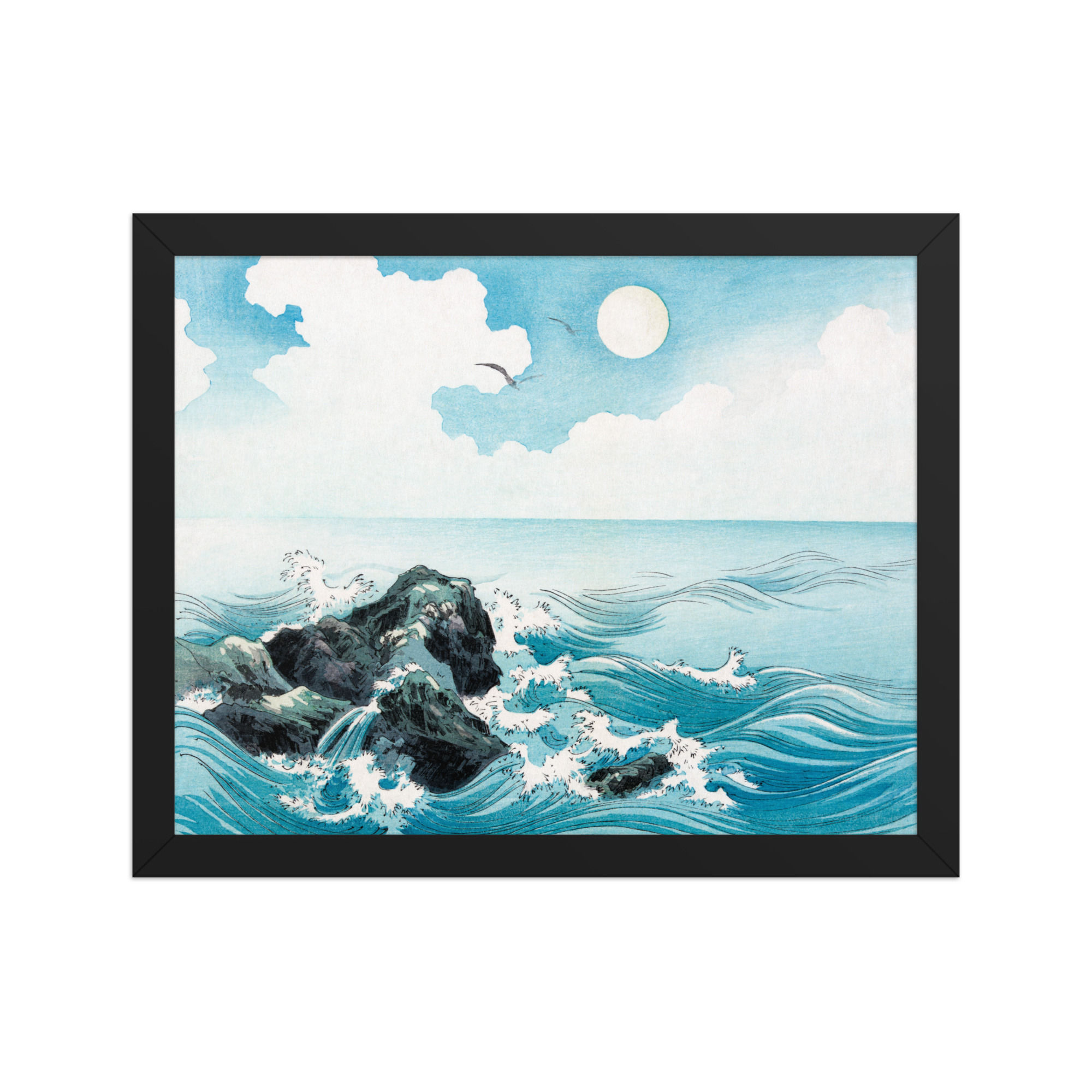 Vintage Ocean Wave at Kojima Island Framed Wall Art