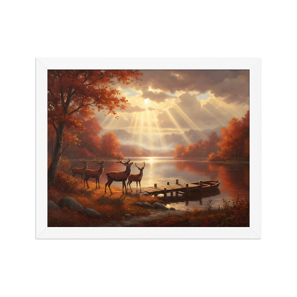 Thumbnail: Sunburst Autumn Lake Framed Wall Art