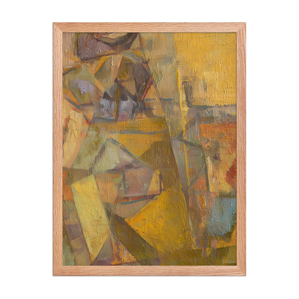 Thumbnail: Golden Ochre Abstract Composition Print | Modern Framed Wall Accent