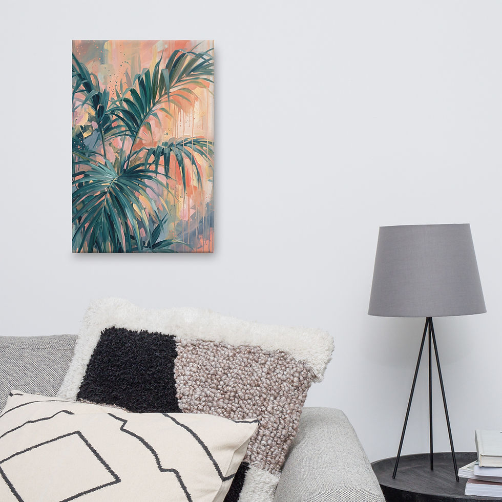 Thumbnail: Tropical Palm Canvas Art | Abstract Botanical Watercolor Painting Decor