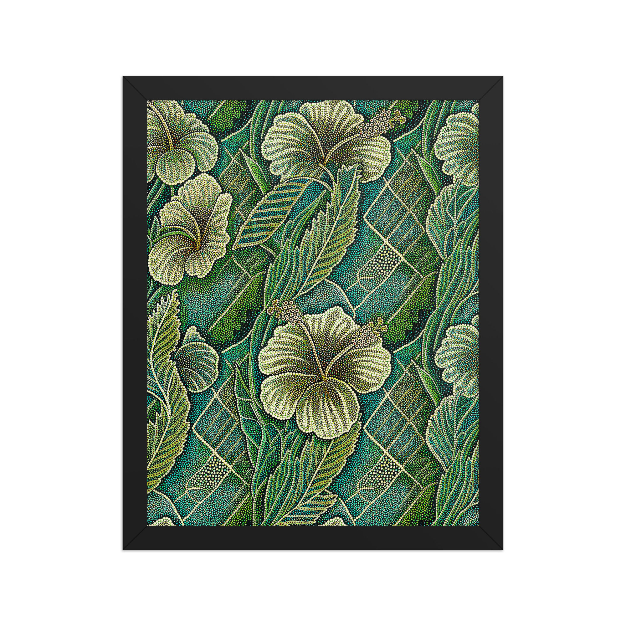 Pointilist Hibiscus Abstract Art Print