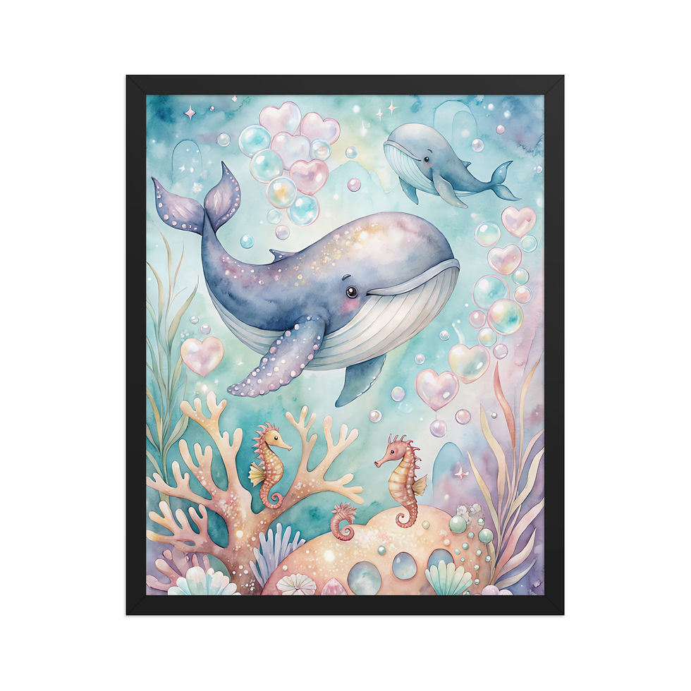 Thumbnail: Whimsical Whale Nursery Art Print