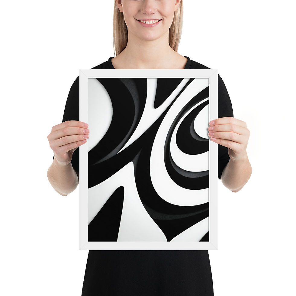 Thumbnail: Black & Beige Abstract Wall Art Print 