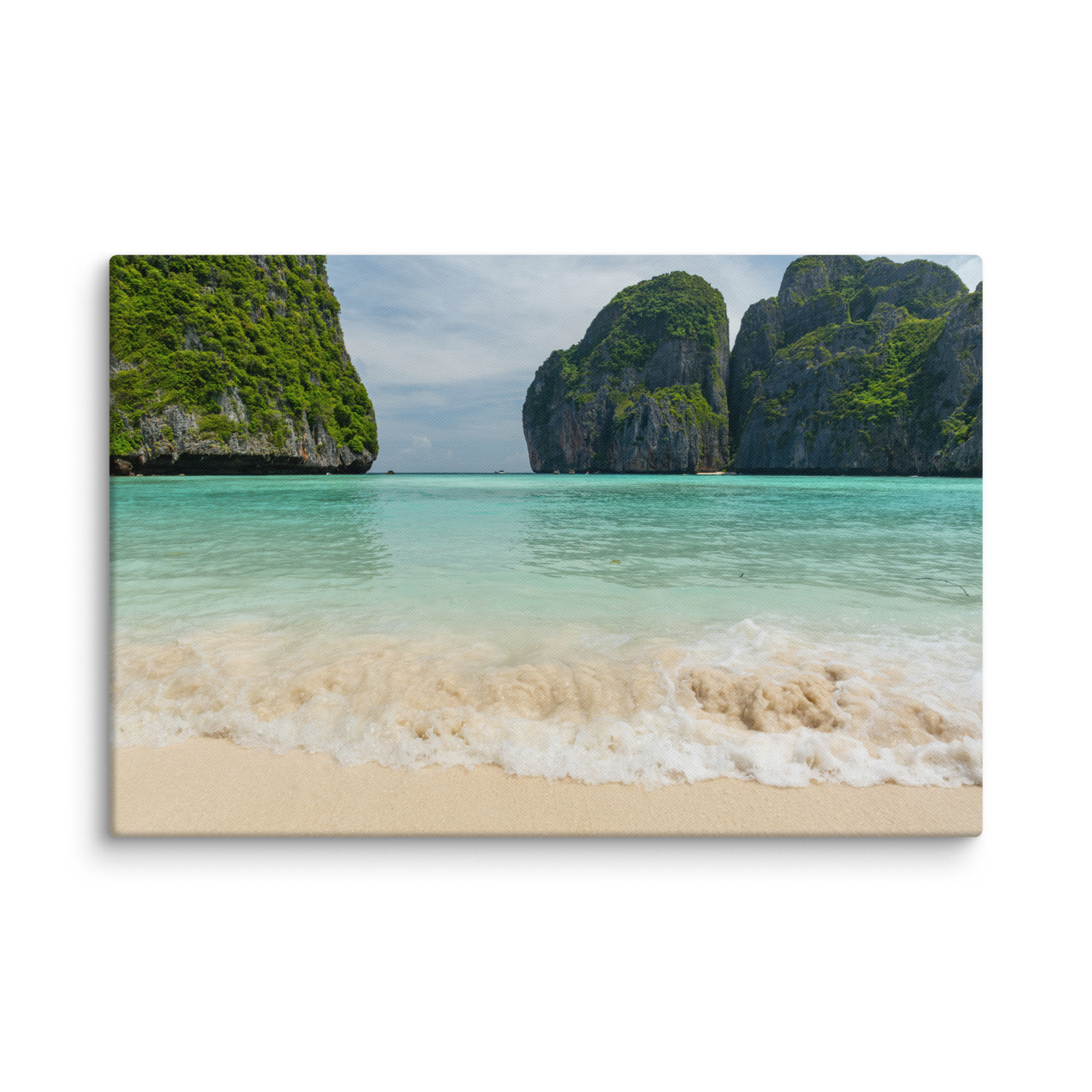 Hidden Tropical Cove with Limestone Peaks – Canvas Wall Art
