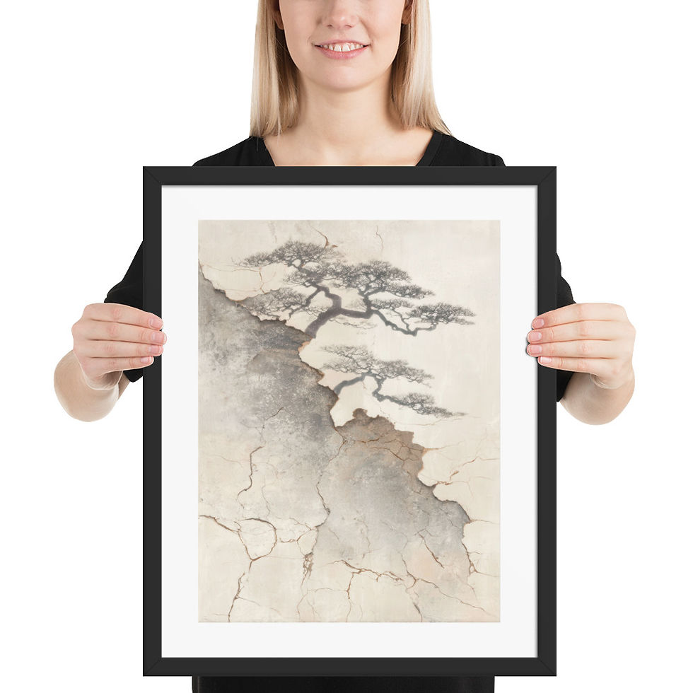 Thumbnail: Japandi Bonsai Tree Silhouette Faded Ink Sumi-e Inspired