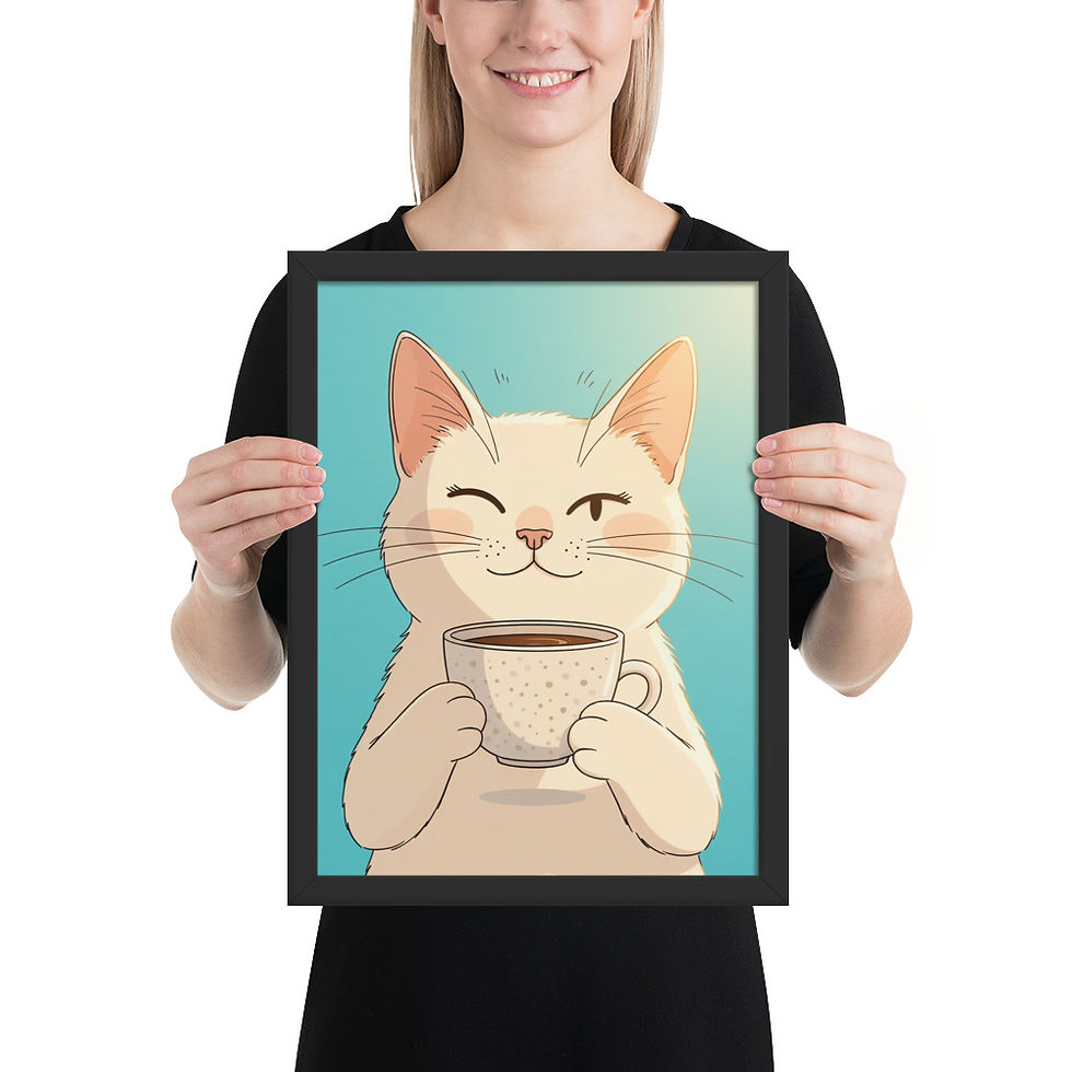 Thumbnail: Happy Coffee Cat Art Print