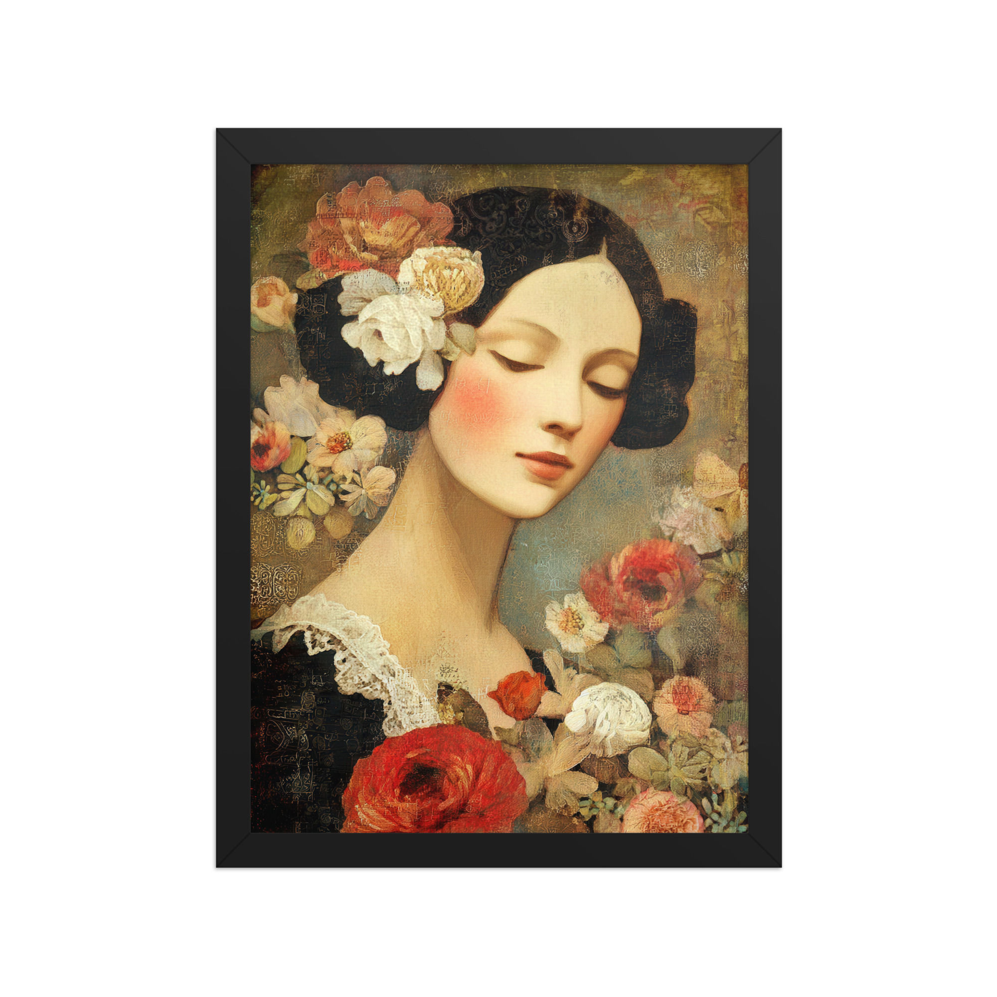 Portrait of a Woman with Flowers down