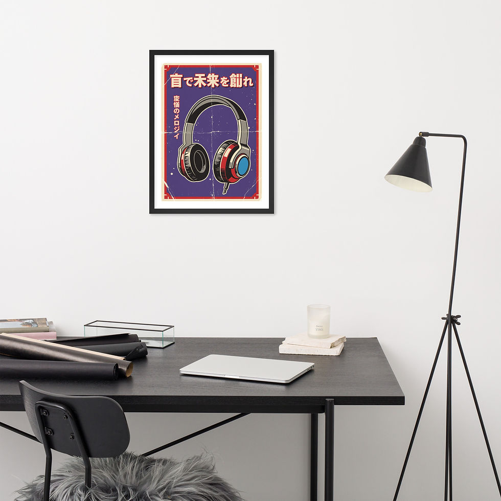 Thumbnail: Retro Japanese Headphones Framed Art Print
