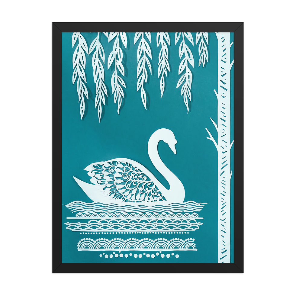 Thumbnail: Abstract Paper Cut Swan Wall Art Print