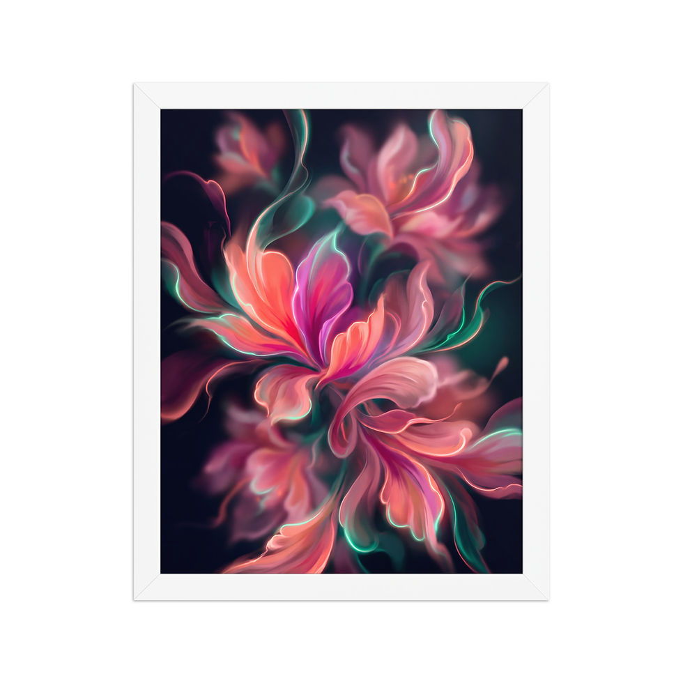 Thumbnail: Abstract Floral Burst Framed Art: Vibrant Modern Wall Decor Print