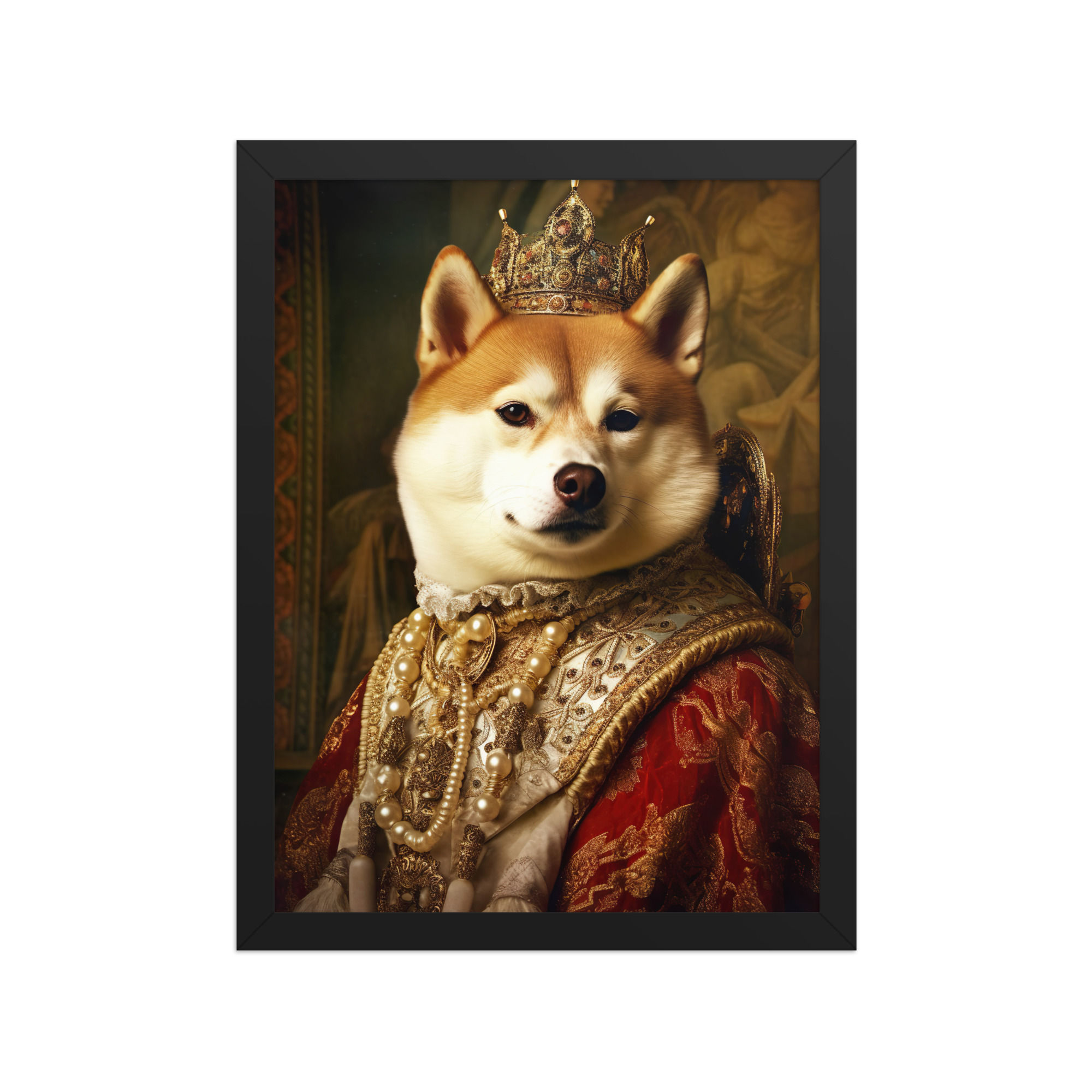 Aristocratic shiba inu | funny animal wall art | framed