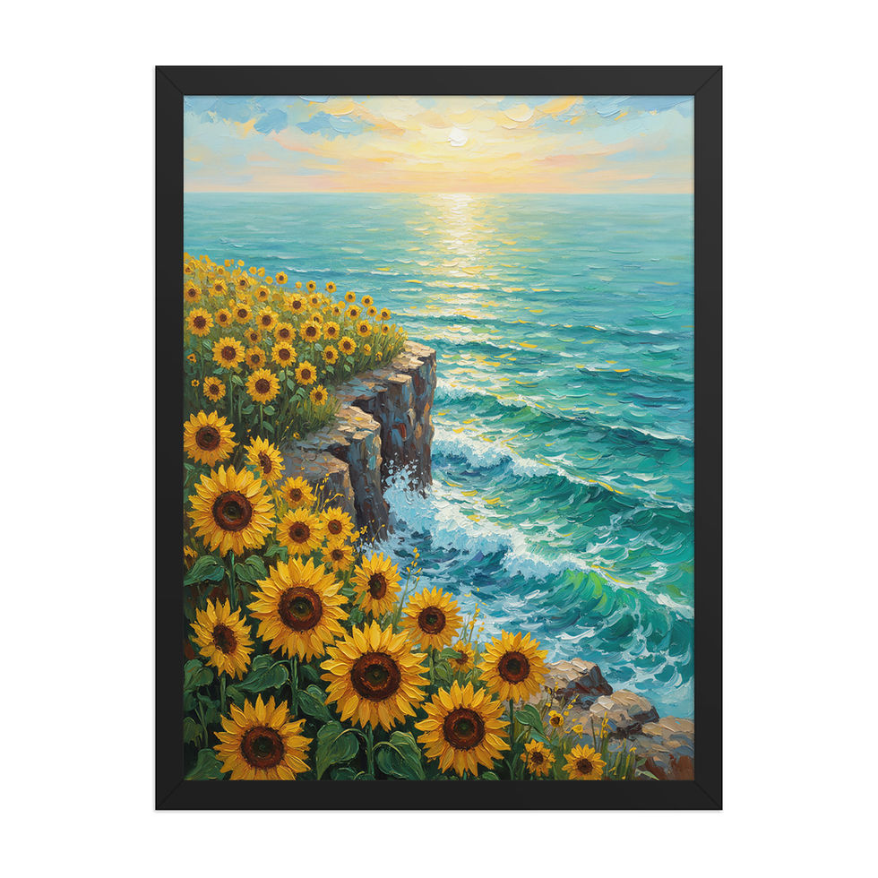 Thumbnail: Coastal Sunflowers Abstract Wall Art
