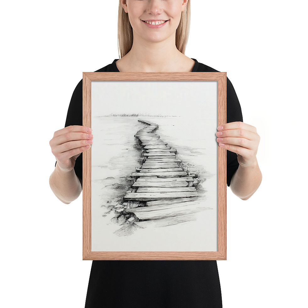 Thumbnail: Elegant Abstract Black and White Print - Stylish Frame