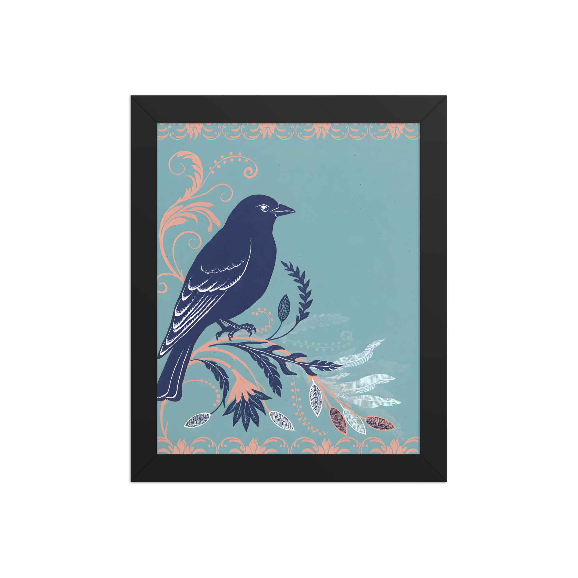 Floral Folk Bird Framed Wall Art