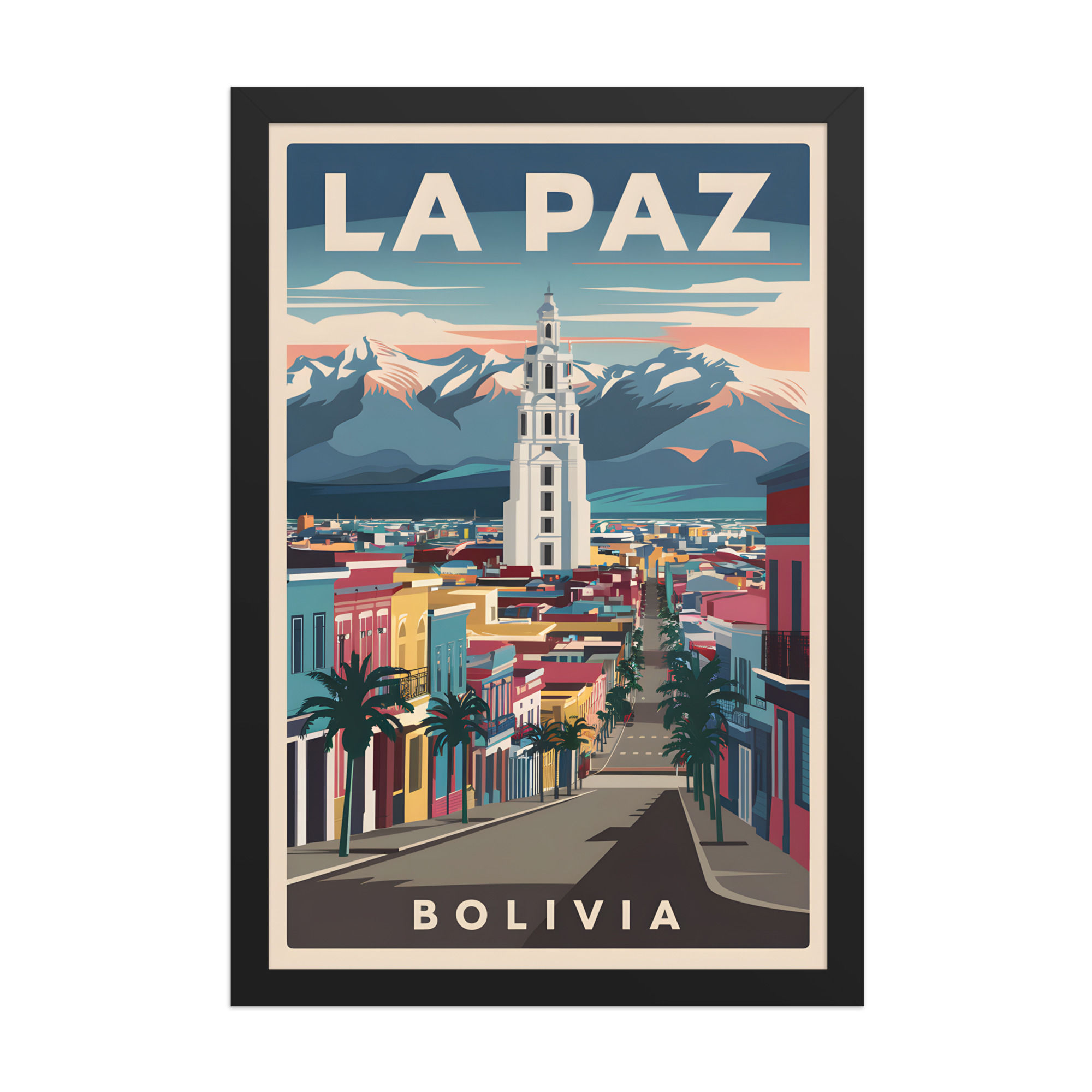 La Paz, Bolivia Modern Travel Art