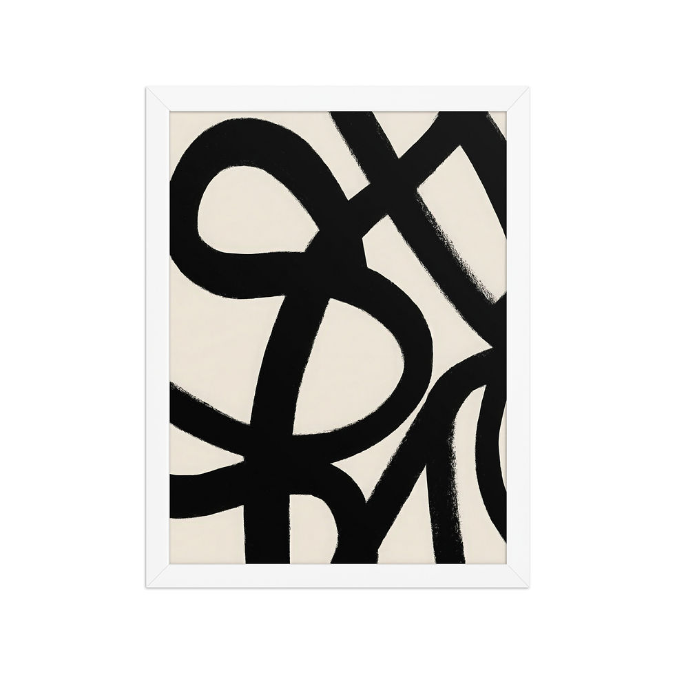 Thumbnail: Black & Beige Abstract Wall Art Print 