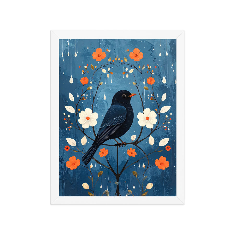 Thumbnail: Bird on Blue Wall Art for Living Room