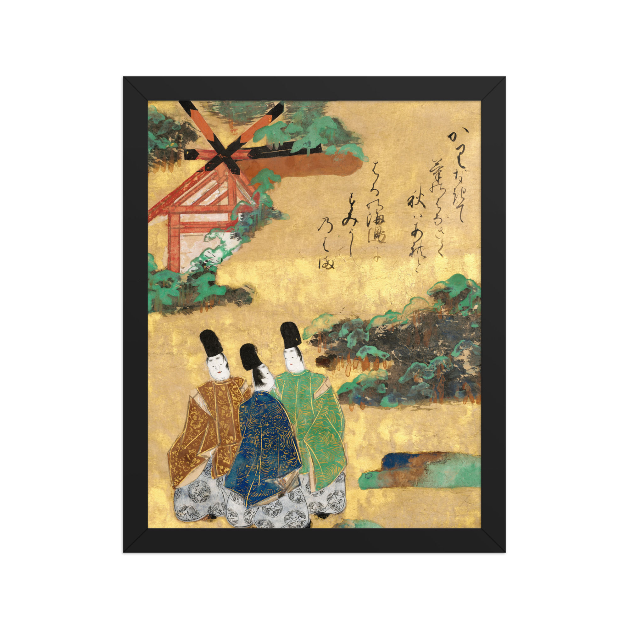 The Beach at Sumiyoshi, Tales of Ise (1368-1644) - Framed Wall Art