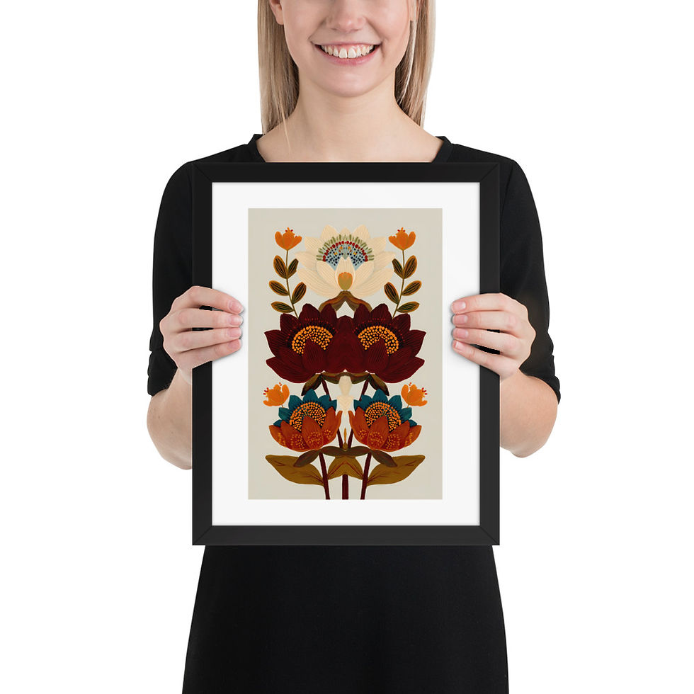 Thumbnail: Stylish Botanical Folk Wall Art - Scandinavian Design Aesthetic
