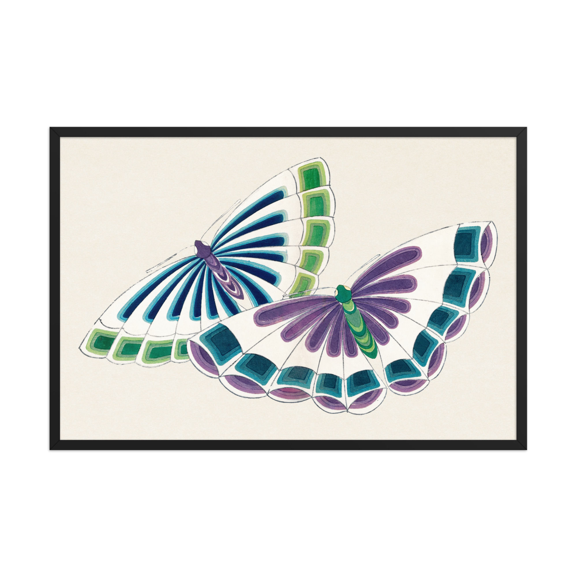 Japanese Butterfly by Kamisaka Sekka Framed Wall Art