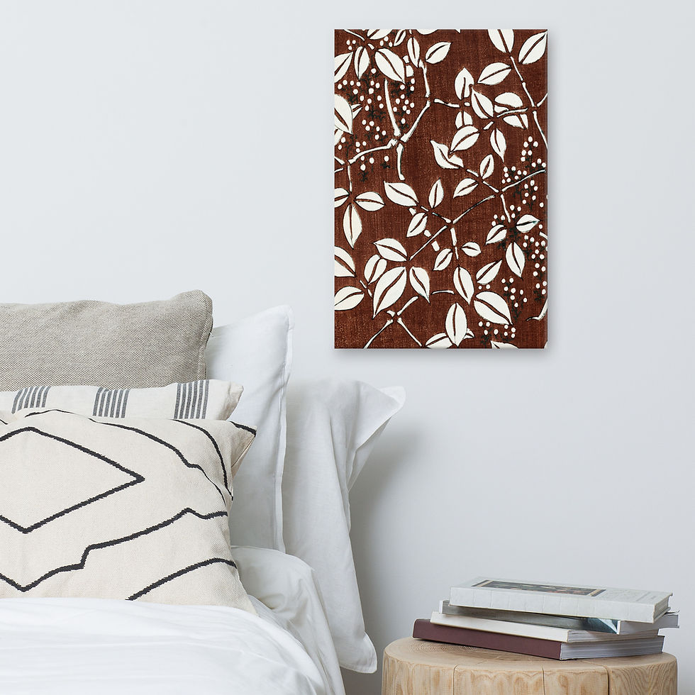 Thumbnail: Ivory Foliage on Russet Ground – Shin Bijutsukai Canvas Print
