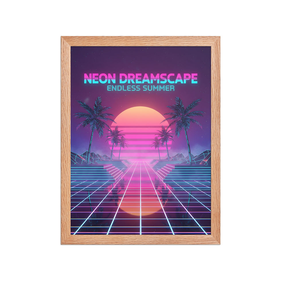 Thumbnail: Neon Dreamscape Retro 80s Wall Art