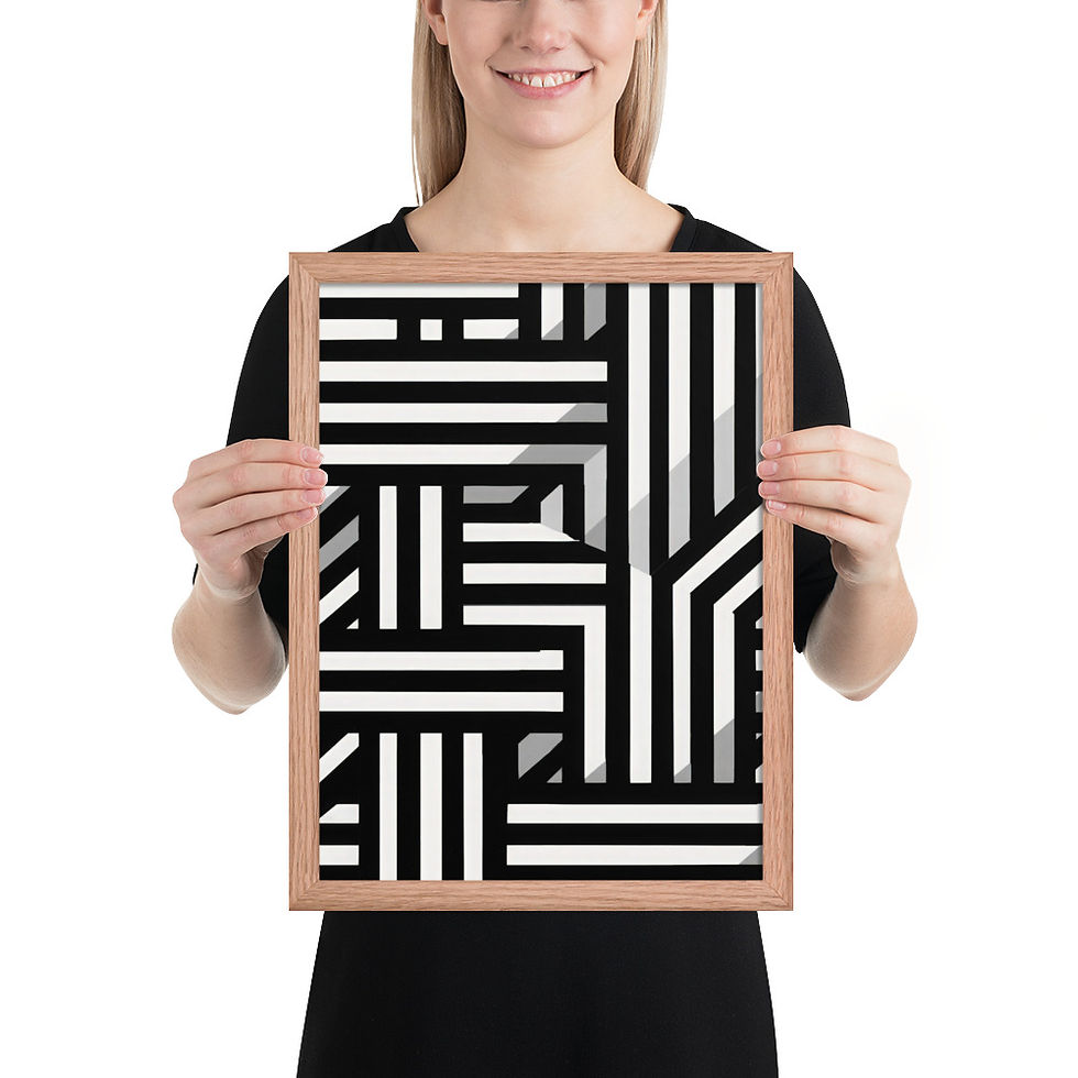 Thumbnail: Black & Beige Abstract Wall Art Print 