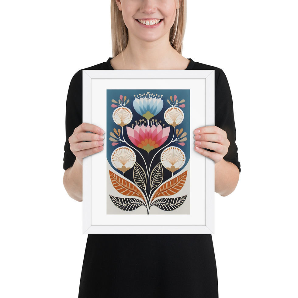 Thumbnail: Folk Style Scandinavian Botanical Prints - Elegant Wall Art