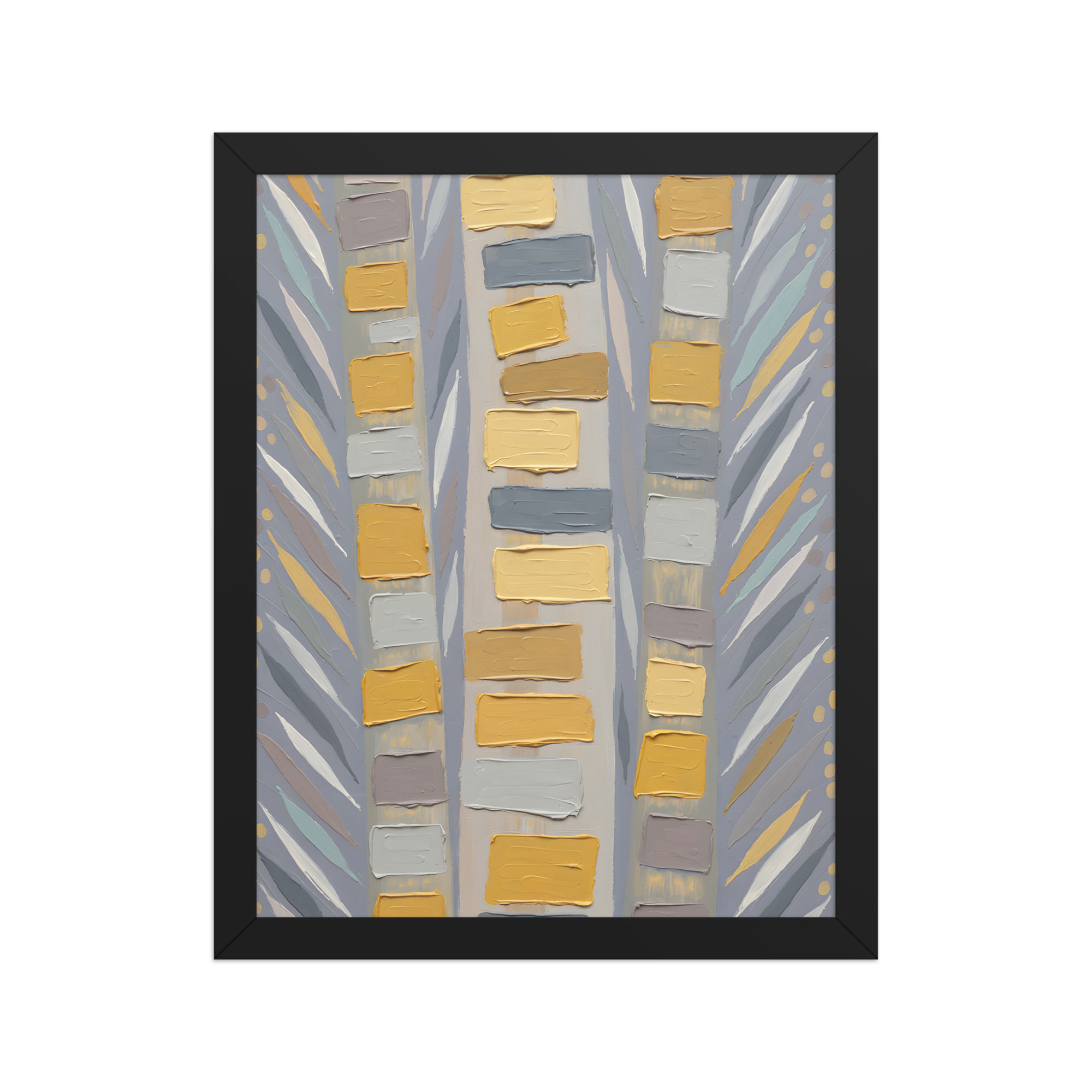 Patterned Palm Trunks Framed Abstract Wall Art