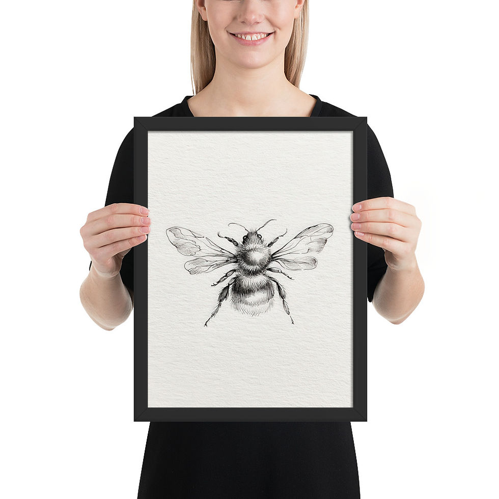 Thumbnail: Tranquil Nature Black and White Illustration - Framed
