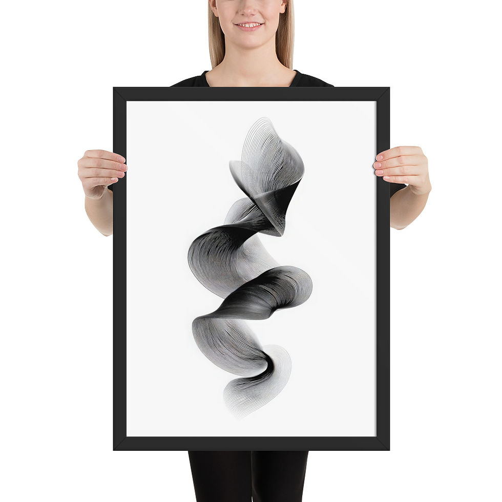 Thumbnail: Ribbon ii Black & Beige Abstract Wall Art Print 