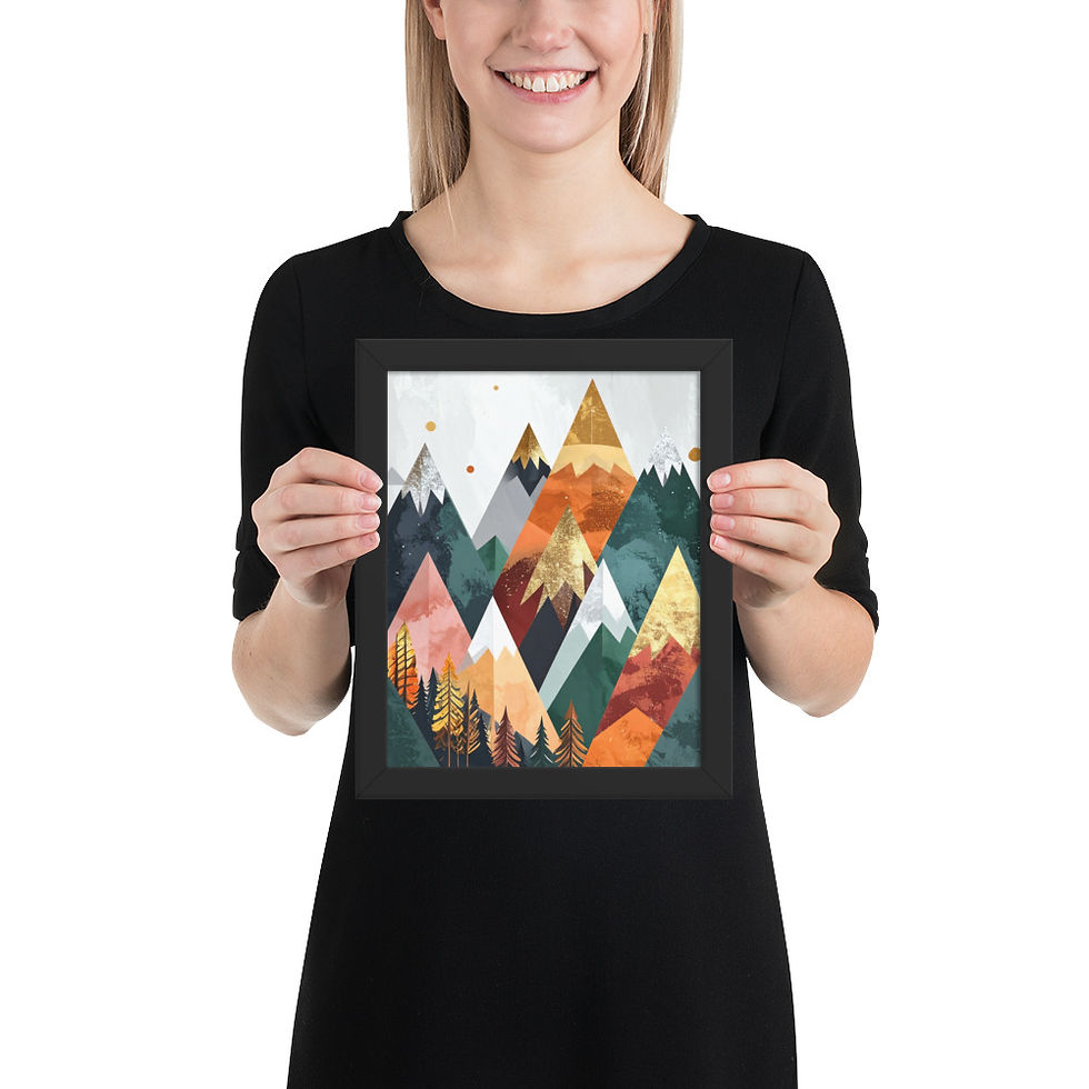 Thumbnail: Colorful Mountains Art Print for Living Room