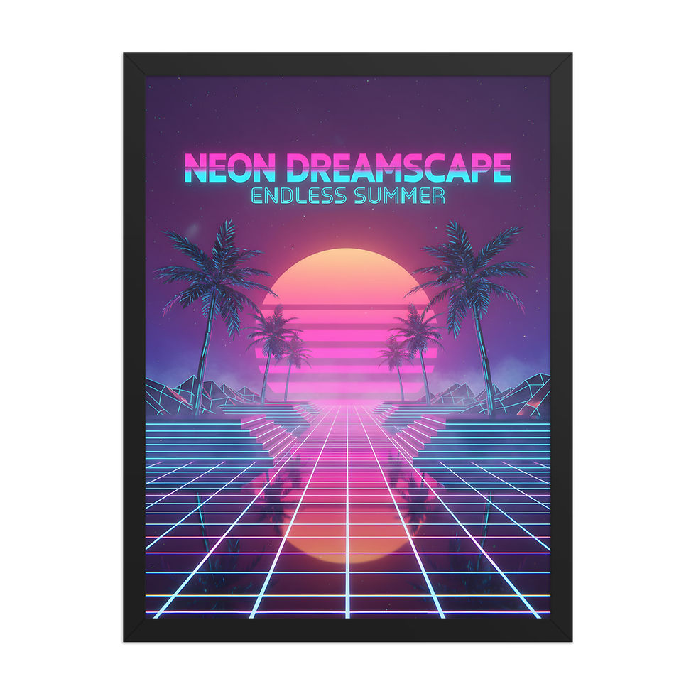 Thumbnail: Neon Dreamscape Retro 80s Wall Art