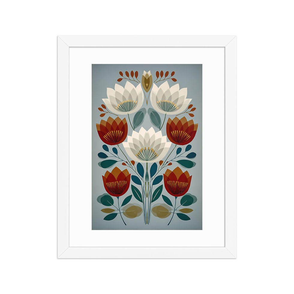Thumbnail: Scandinavian Folk Art Prints - Botanical Wall Decor for Home