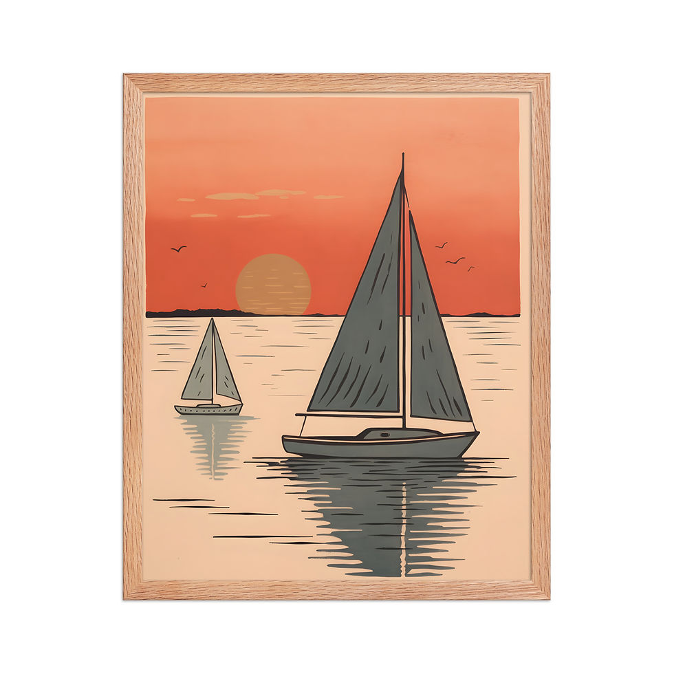 Thumbnail: Simple Crimson Sailboats Framed Print