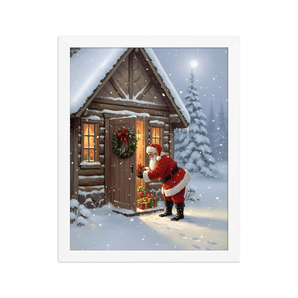 Thumbnail: Santa at the Door Festive Art Print