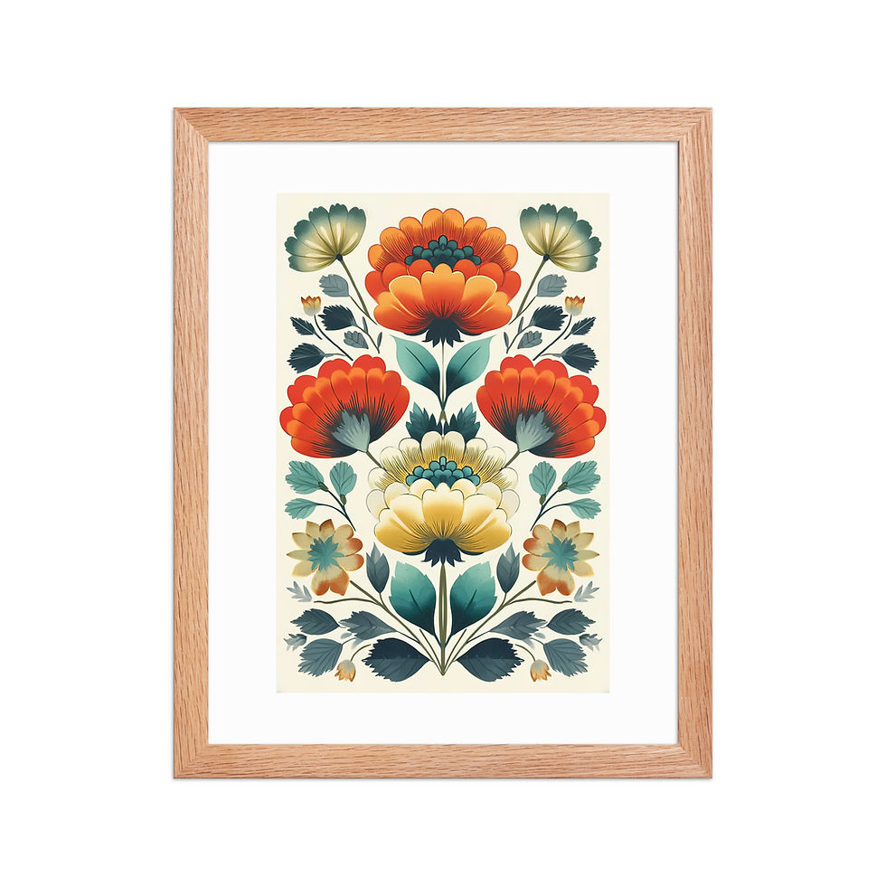 Thumbnail: Scandinavian Folk Art Prints - Botanical Wall Decor for Home