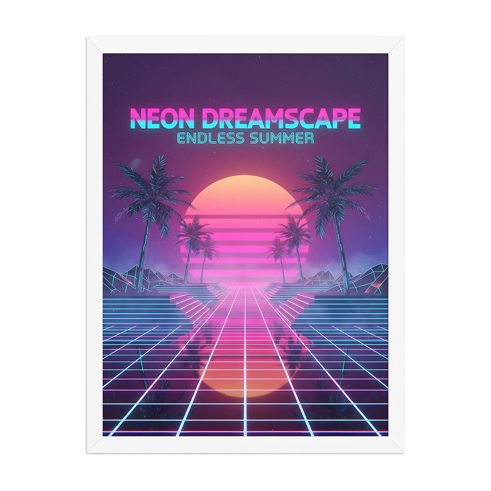 Thumbnail: Neon Dreamscape Retro 80s Wall Art