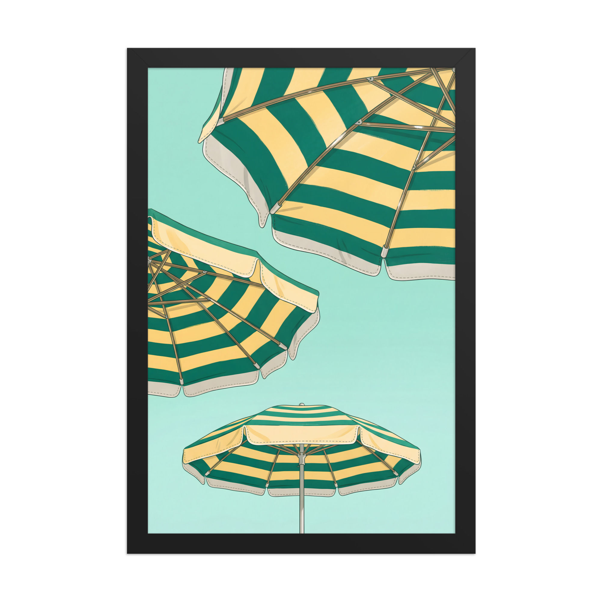 Beach Umbrellas Summer Framed Unique Mega Print
