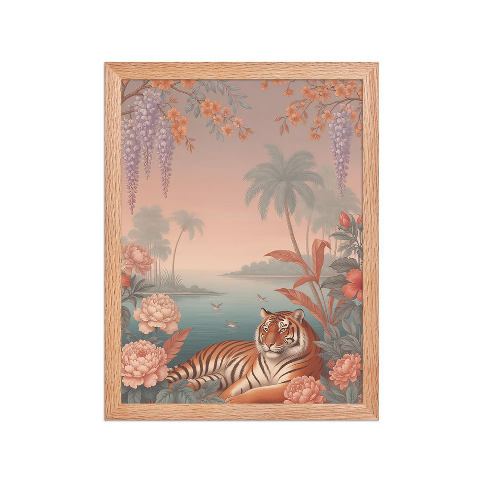 Thumbnail: Vintage Tiger Tropical Chinoiserie Style Art Print
