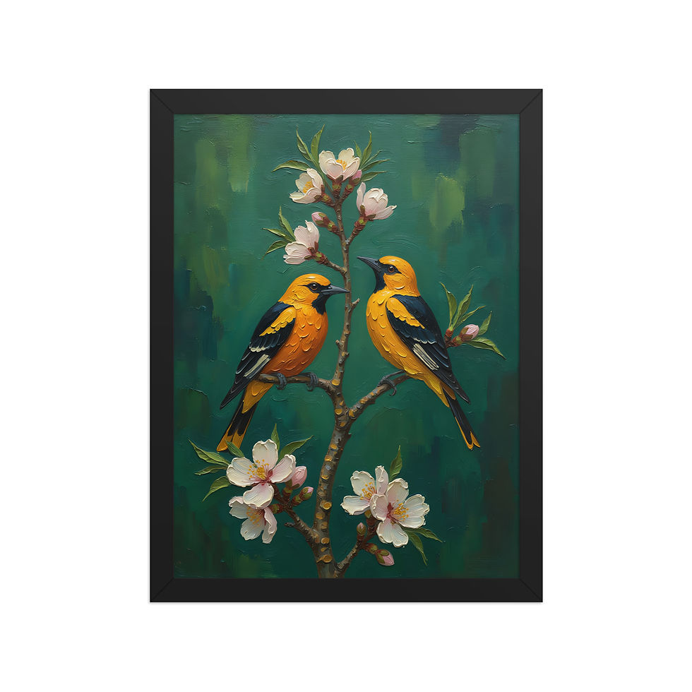 Thumbnail: Yellow Birds on Blossom Tree Art Print