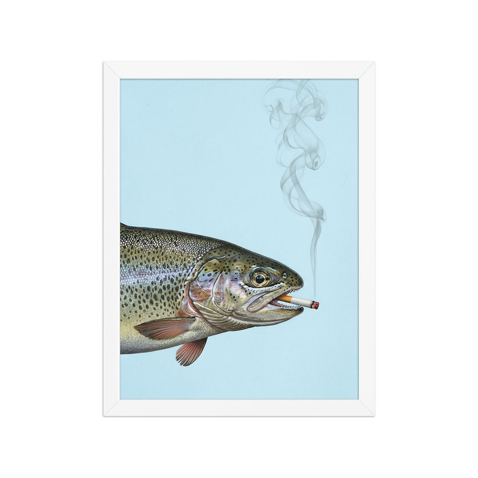 Thumbnail: Smoking Fish Quirky Art Print
