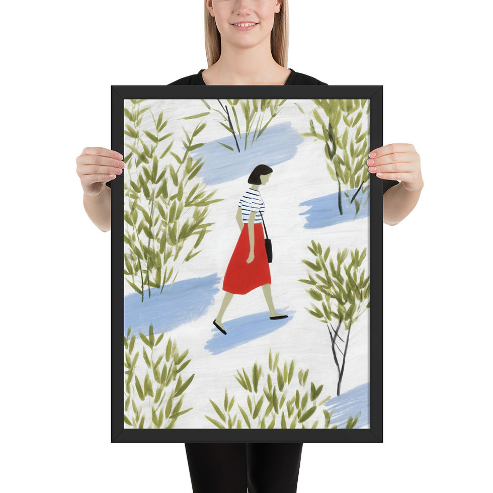 Thumbnail: Contemporary Gouache Wall Art - Framed Elegance