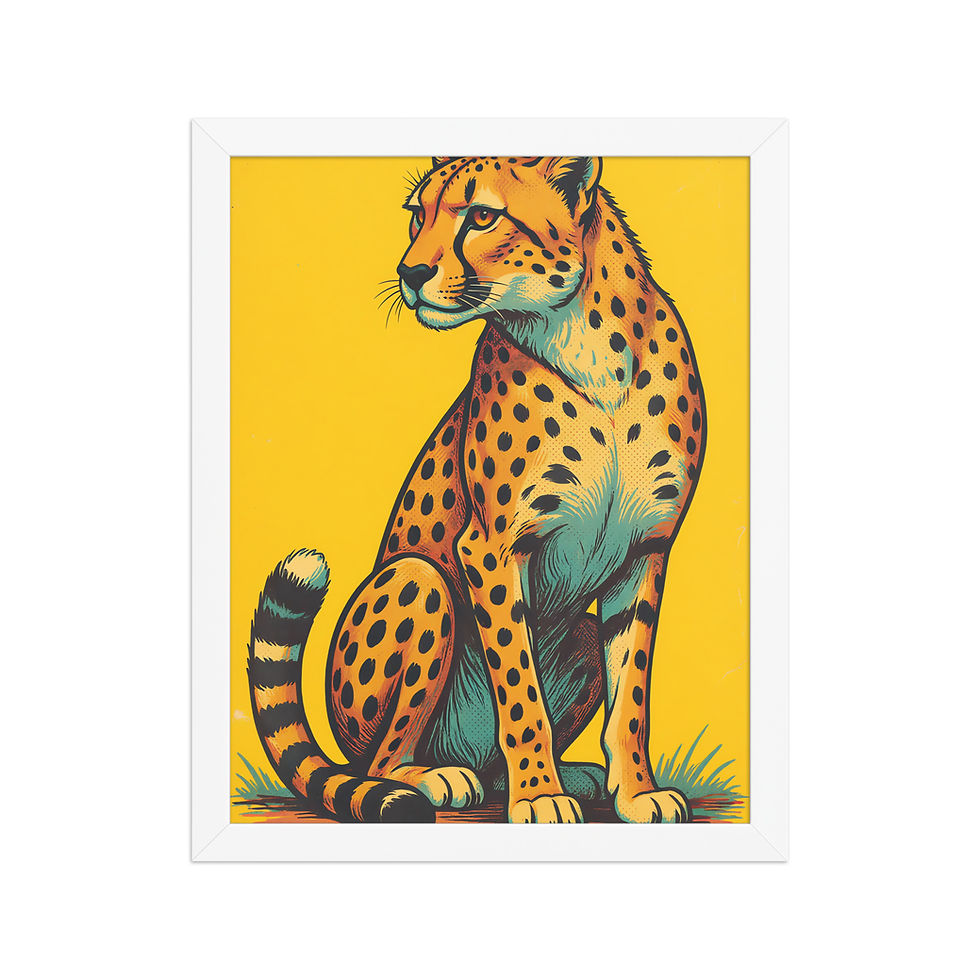 Thumbnail: Retro Cheetah on Yellow Art Print
