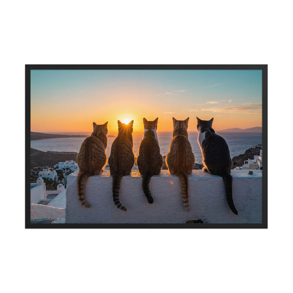 Thumbnail: Sunset Watchers — Cats at Golden Hour — Framed Animal Print