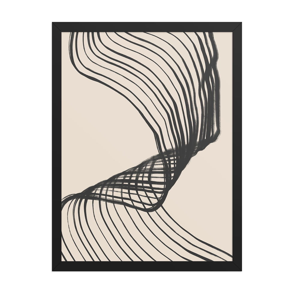 Thumbnail: Black and Beige Abstract Framed Wall Art 