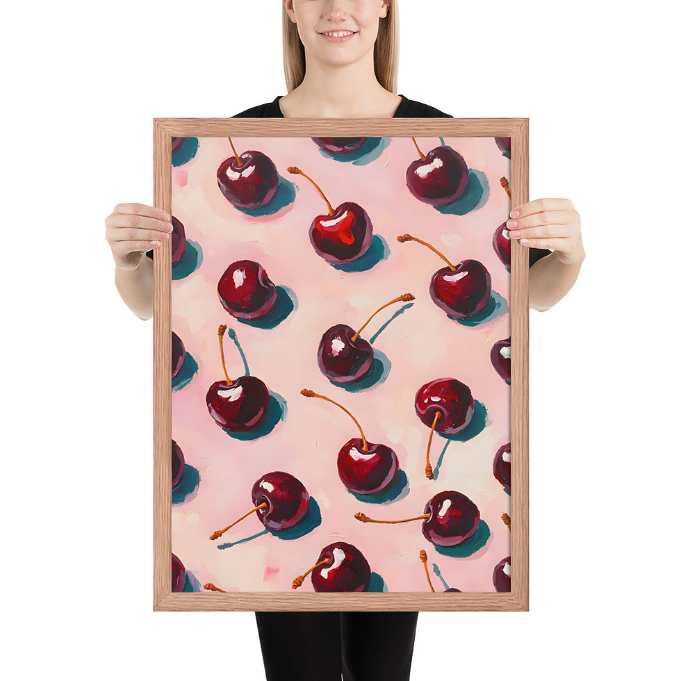 Thumbnail: Painterly Cherries Framed Eclectic Framed Wall Art