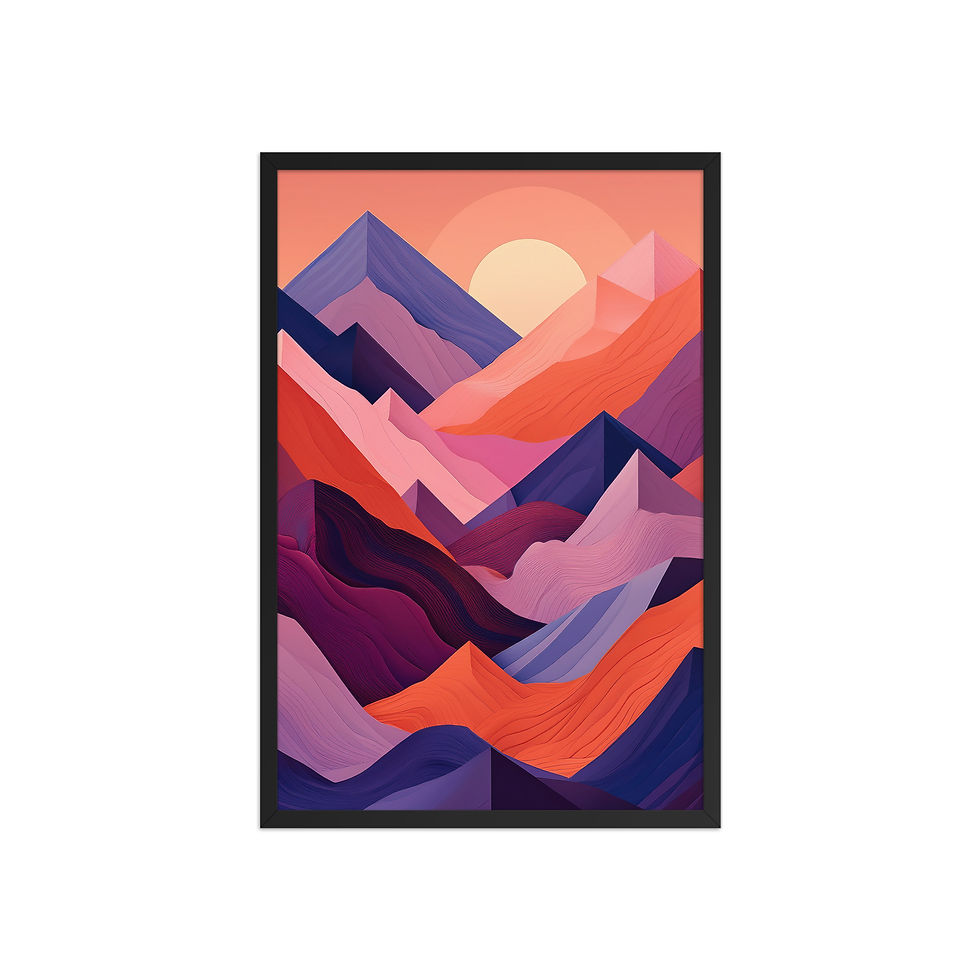 Thumbnail: Block Colour Mountains & Peaks III | Geometric Sunset Wall Art