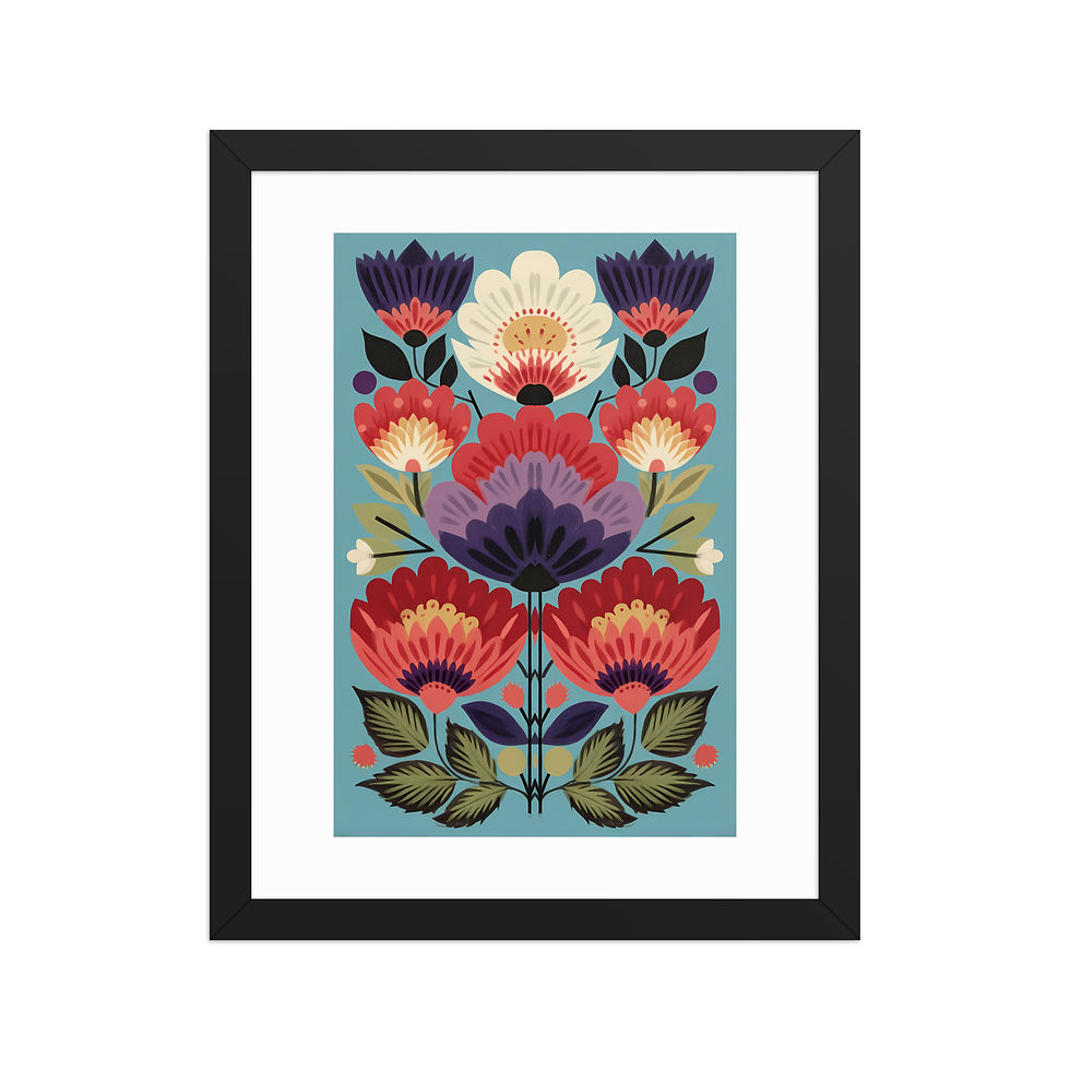 Thumbnail: Botanical Folk Wall Art - Scandinavian Charm for Your Space