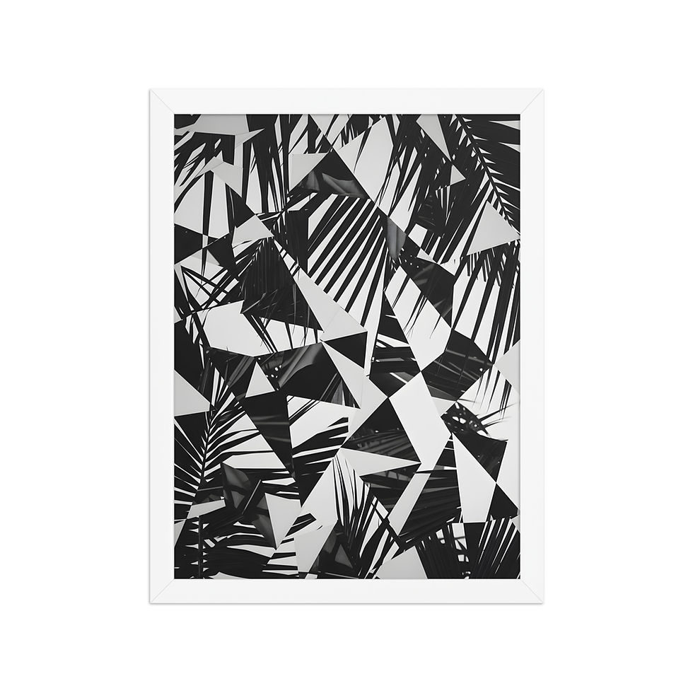 Thumbnail: Geometric Palm Frond Monochrome Framed Poster